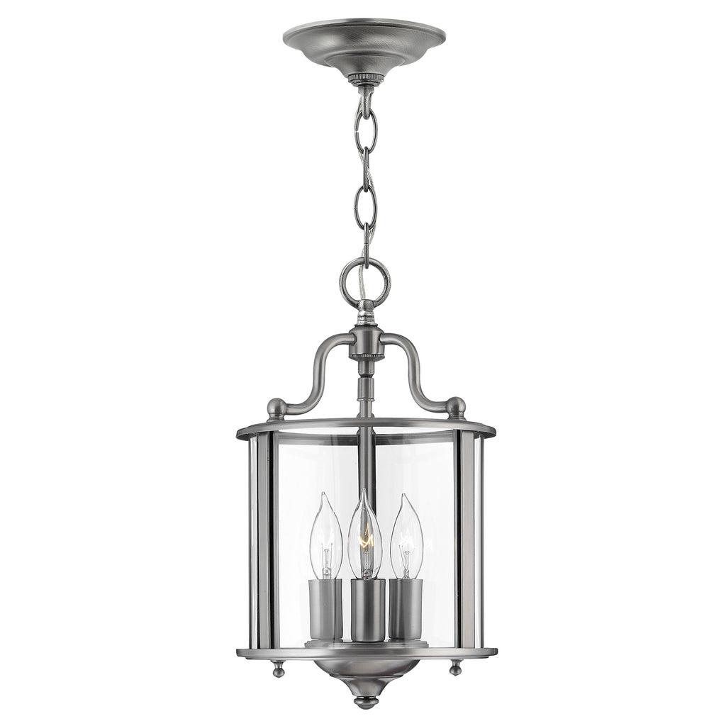 Hinkley Gentry Small 3 Light Pendant Light in Pewter