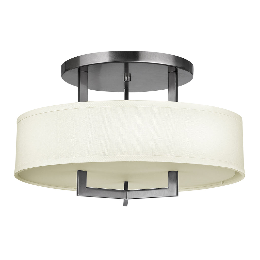 Hinkley Hampton Semi Flush Ceiling Light in Cream Shade