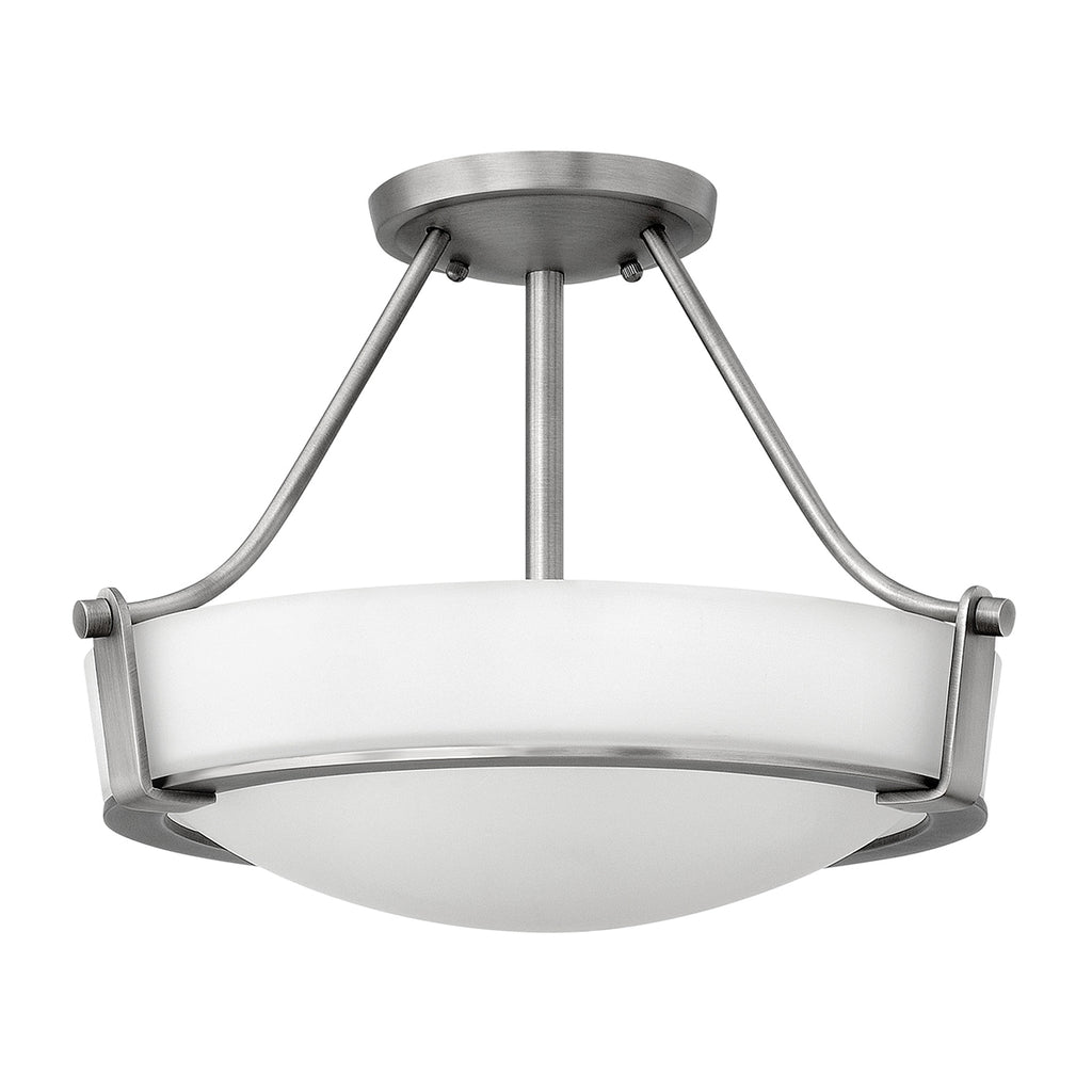 Hinkley Hathaway 3 Light Semi Flush Ceiling Light in Antique Nickel