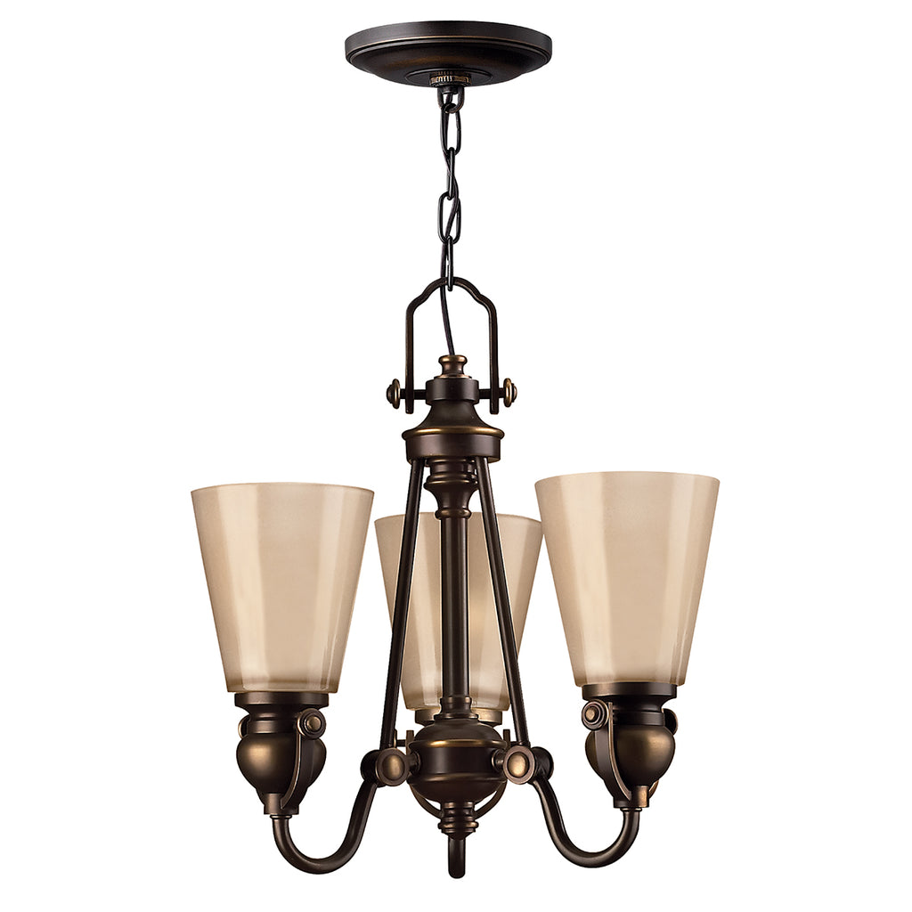 Hinkley Mayflower 3 Light Chandelier in Antique Bronze