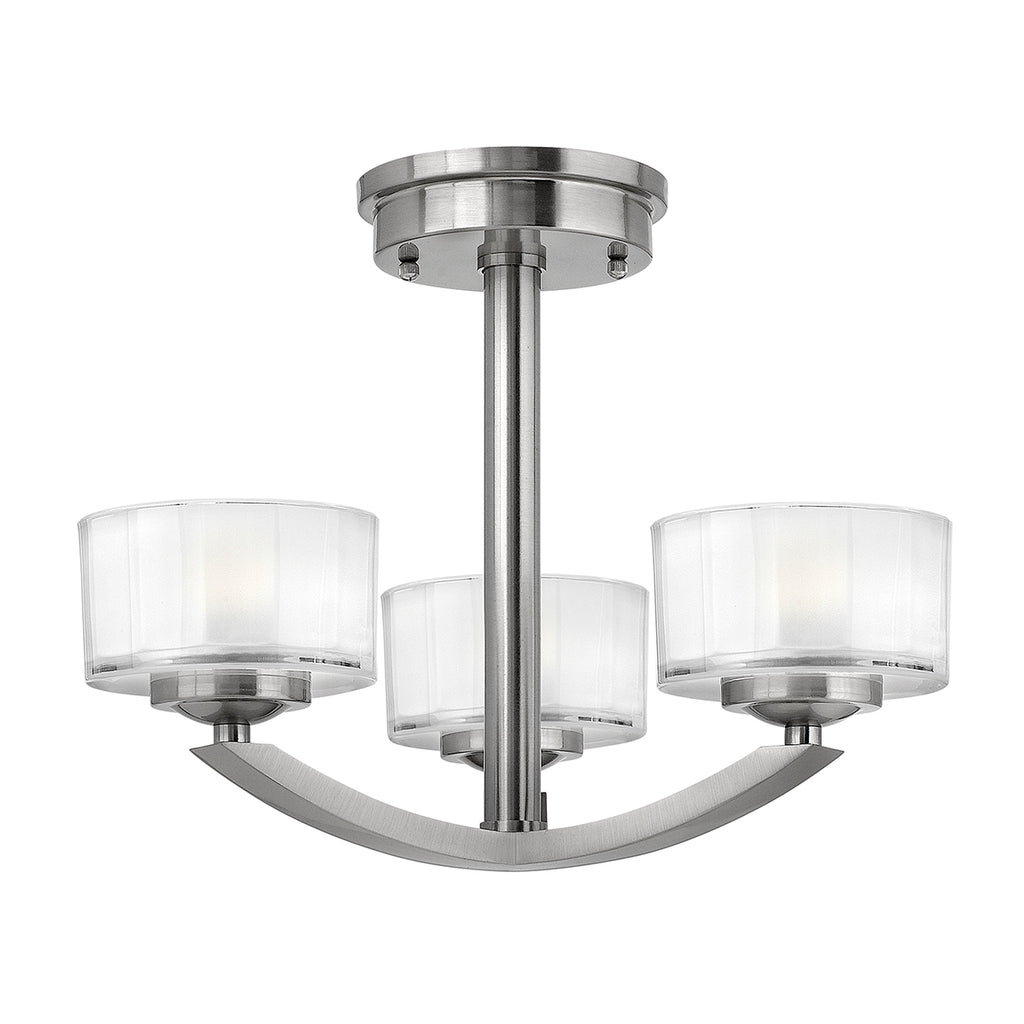 Hinkley Meridian Semi Flush Ceiling Light in Brushed Nickel