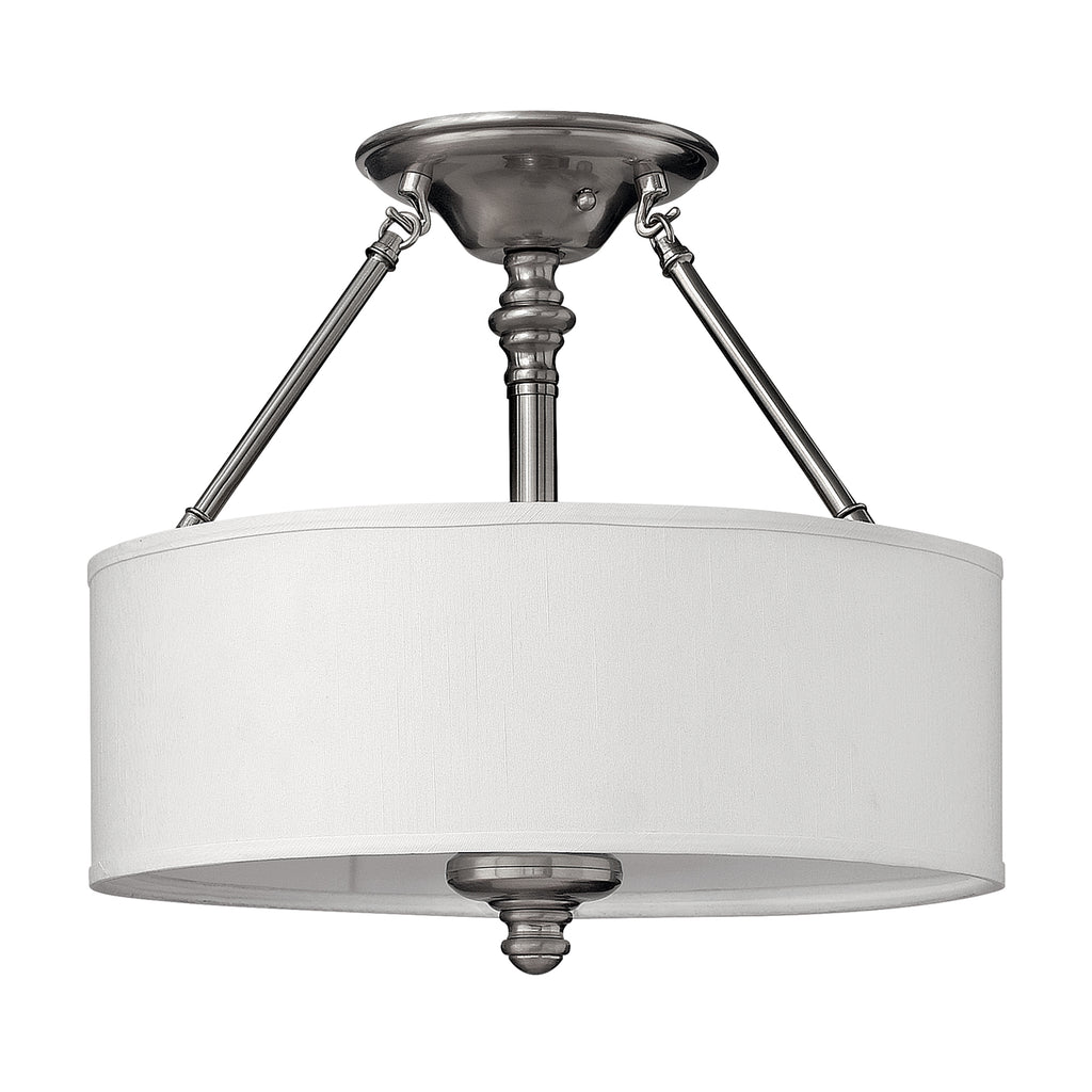 Hinkley Sussex 3 Light Semi Flush Ceiling Light in Brushed Nickel