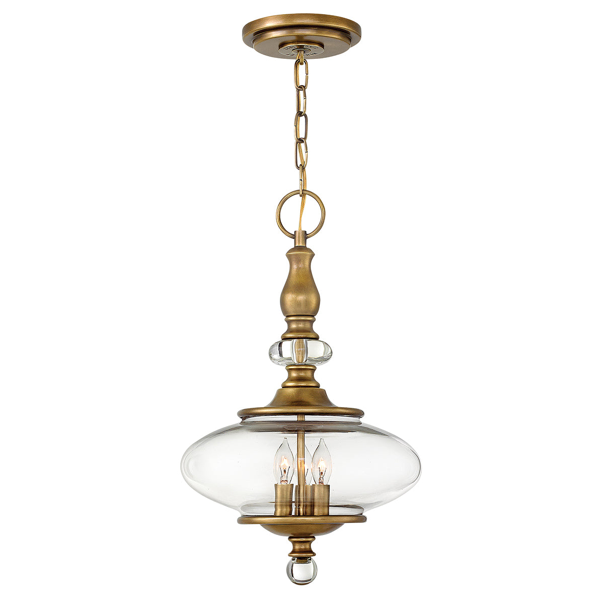 Hinkley Wexley 3 Light Pendant Light in Heritage Brass