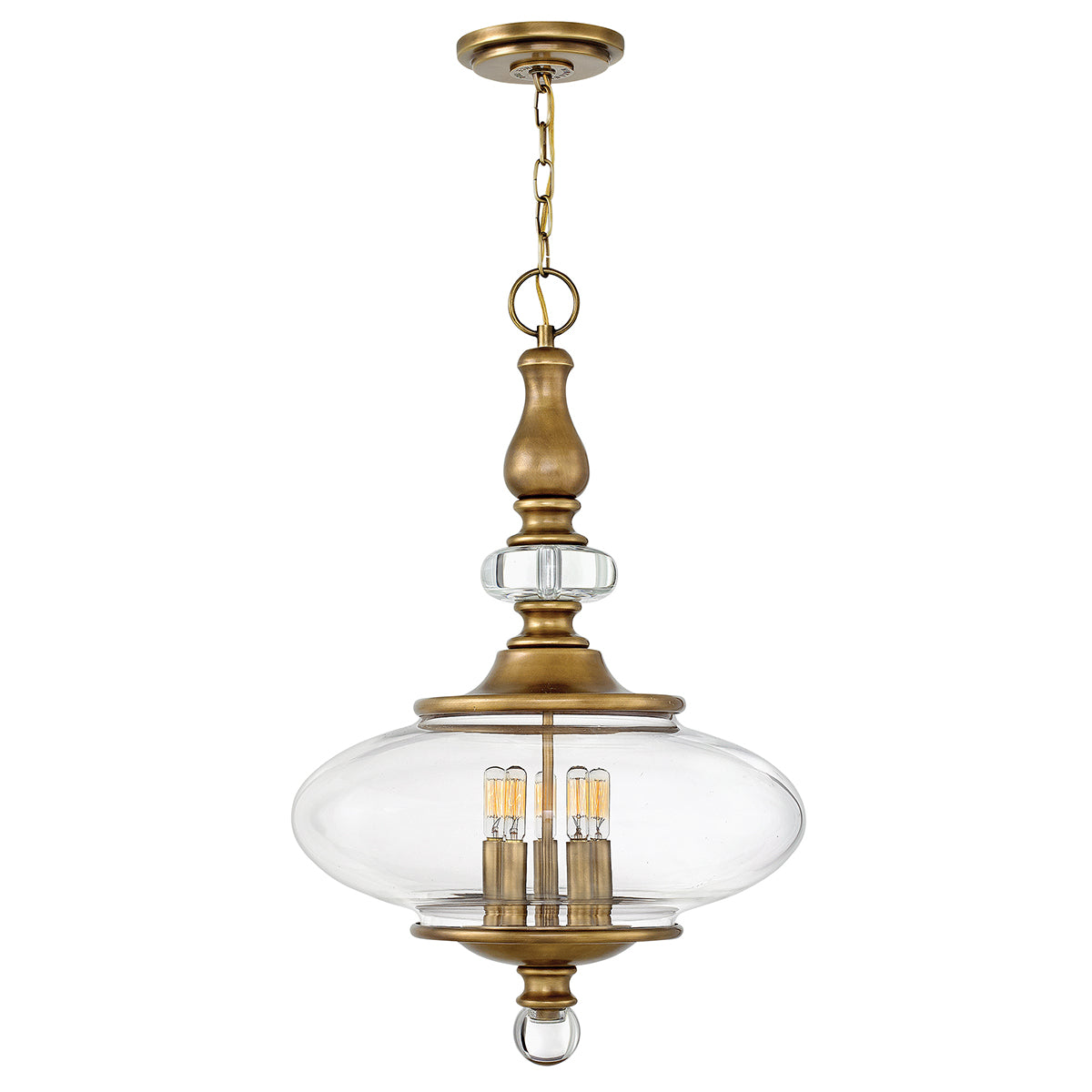 Hinkley Wexley 5 Light Pendant Light in Heritage Brass