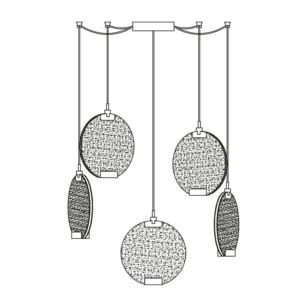 Masiero Horo 5 Light LED Hanging Glass Ceiling Pendant HORO-S5-TR