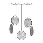 Masiero Horo 5 Light LED Hanging Glass Ceiling Pendant HORO-S5-TR