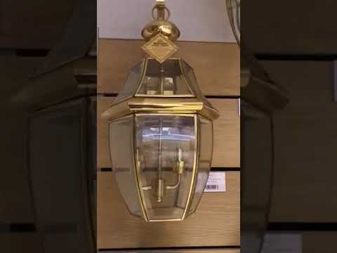Quoizel Newbury Medium Outdoor Wall Lantern in Polished Brass