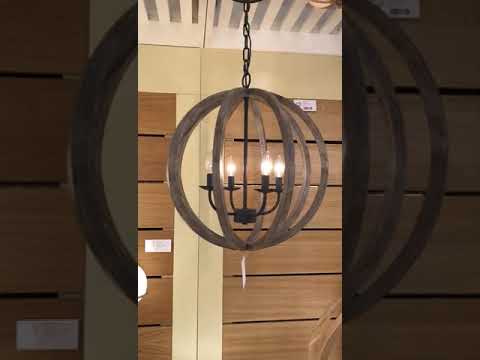 Feiss Allier 4 Light Pendant Light in Aged Oak