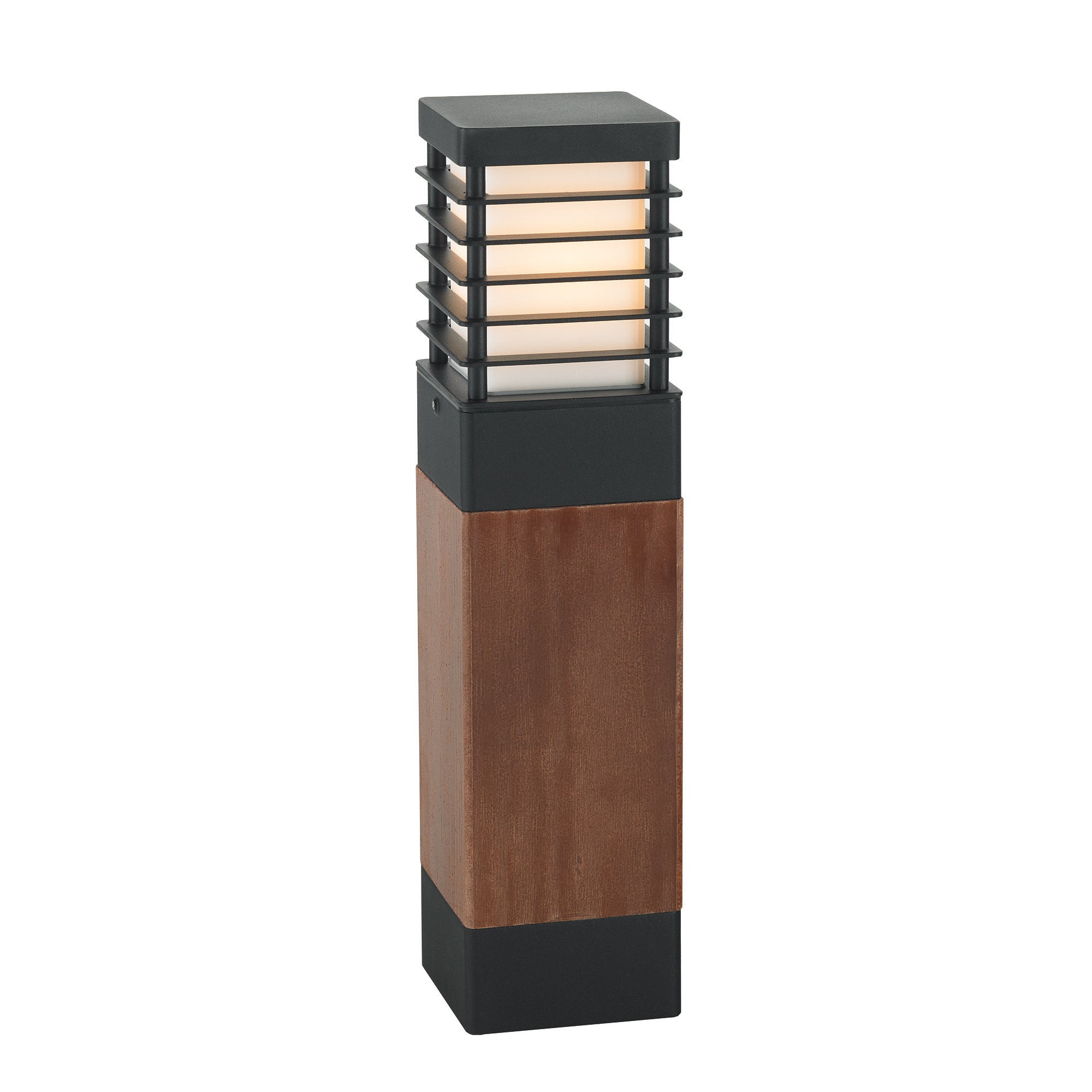 Norlys Halmstad Medium Outdoor Bollard in Black and Wood