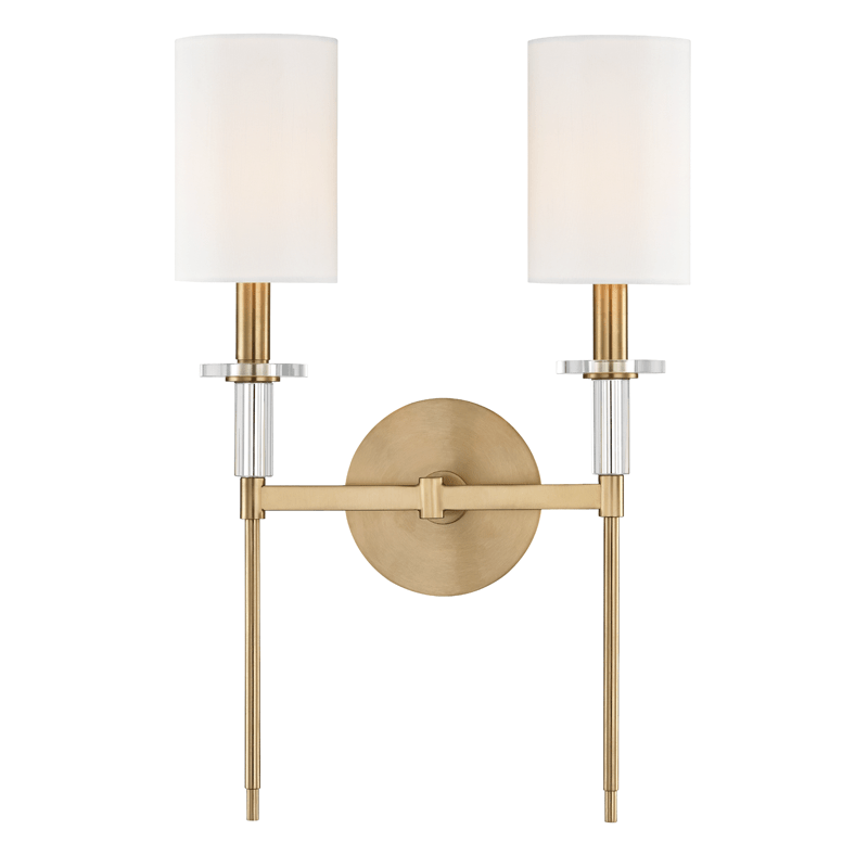 Hudson Valley Amherst 2 Light Wall Light in Aged Brass