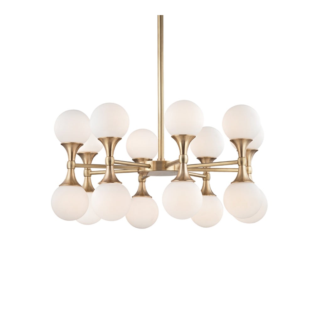 Hudson Valley Astoria 16 Light Multi-Arm Pendant Light in Aged Brass