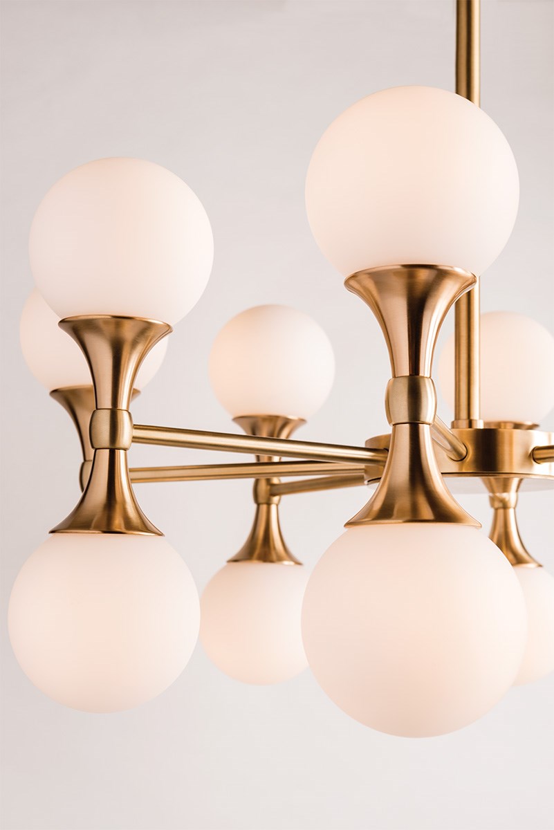 Hudson Valley Astoria 16 Light Multi-Arm Pendant Light in Aged Brass