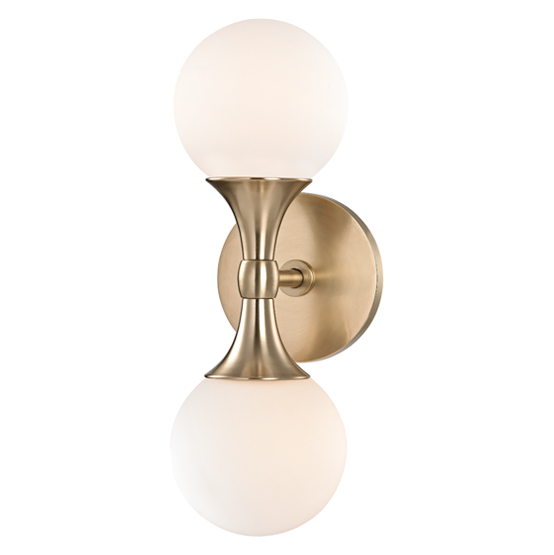 Hudson Valley Astoria 2 Light Wall Light in Aged Brass