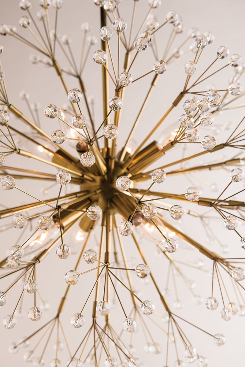 Hudson Valley Dunkirk Crystal Flush Ceiling Light in Aged Brass