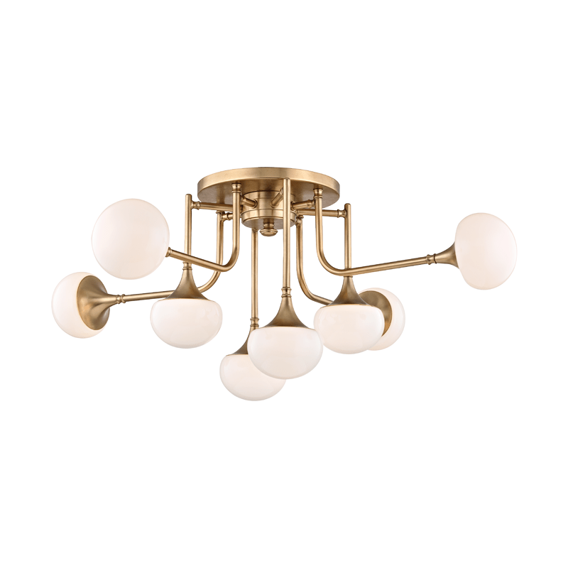 Hudson Valley Fleming 8 Light Semi Flush Ceiling Light in Aged Brass
