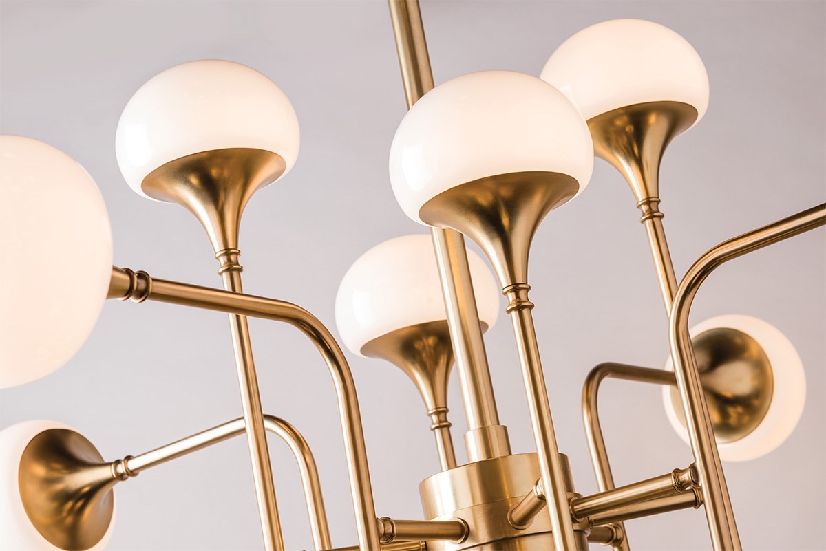 Hudson Valley Fleming 8 Light Semi Flush Ceiling Light in Aged Brass