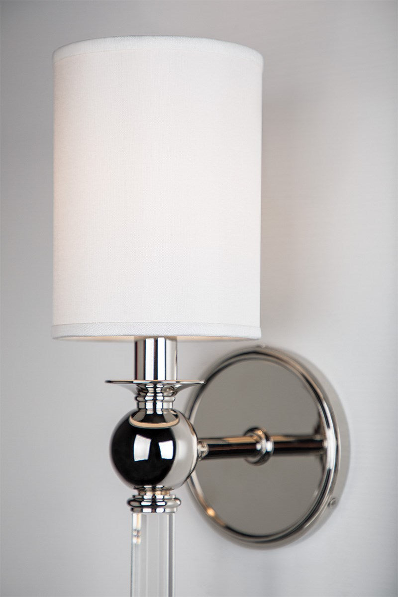 Hudson Valley Gordon Wall Light in Aged Brass with White Silk Shade