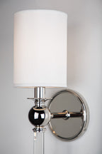 Hudson Valley Gordon Wall Light in Polished Nickel with Off White Silk Shade