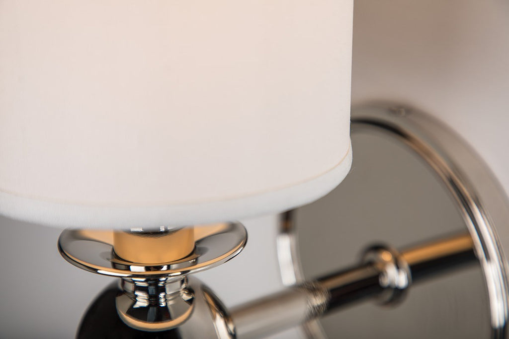 Hudson Valley Gordon Wall Light in Polished Nickel with Off White Silk Shade