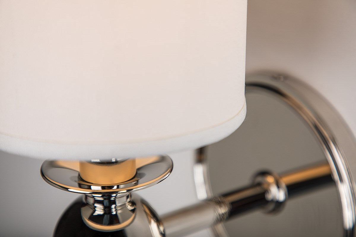 Hudson Valley Gordon Wall Light in Polished Nickel with Off White Silk Shade