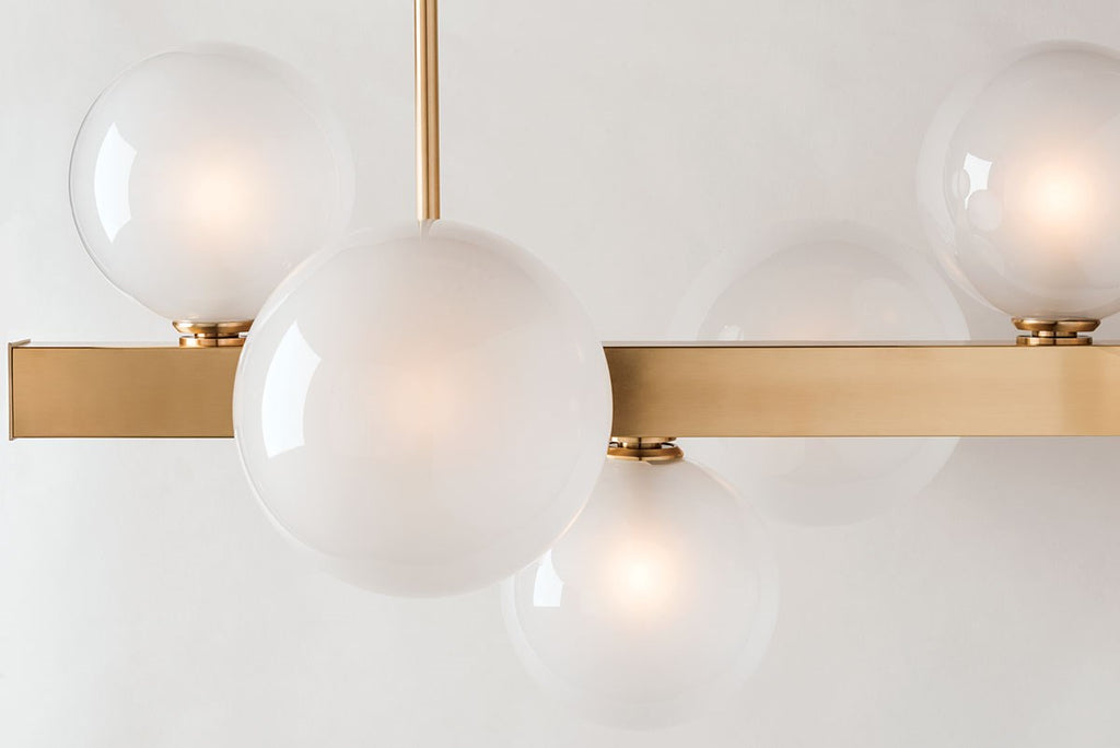 Hudson Valley Hinsdale 7 Light Island Pendant Light in Aged Brass