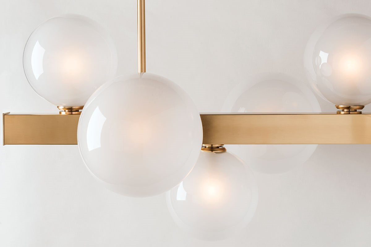 Hudson Valley Hinsdale 7 Light Island Pendant Light in Aged Brass