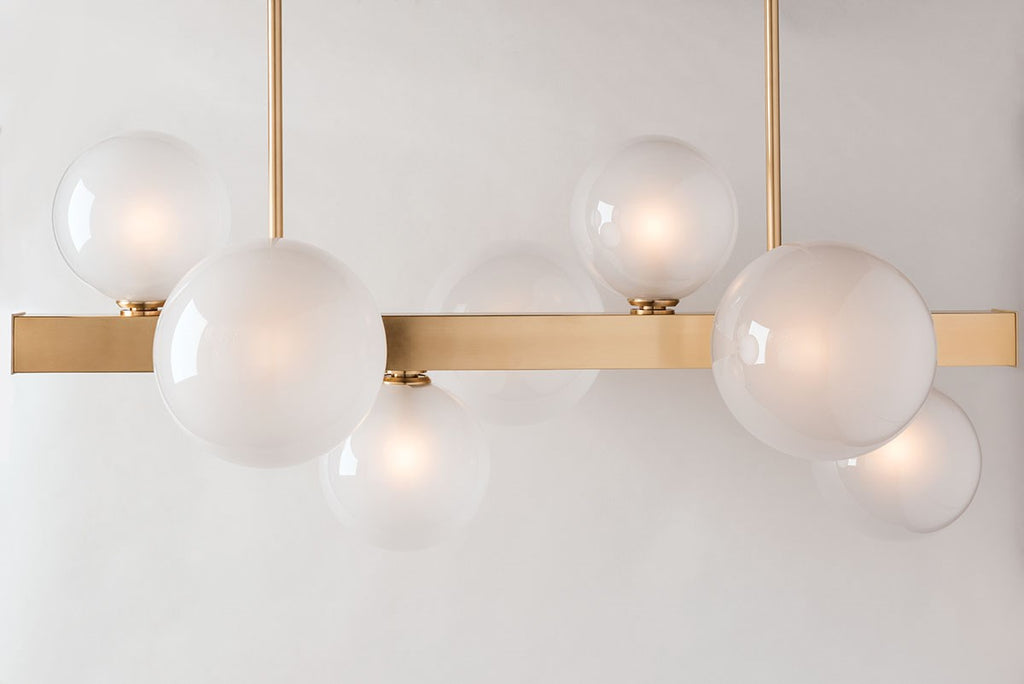 Hudson Valley Hinsdale 7 Light Island Pendant Light in Aged Brass