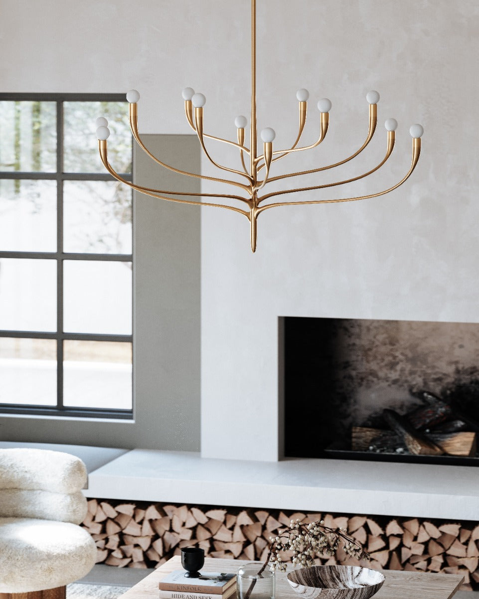 Hudson Valley Labra 12 Light Pendant Light in Vintage Gold Leaf