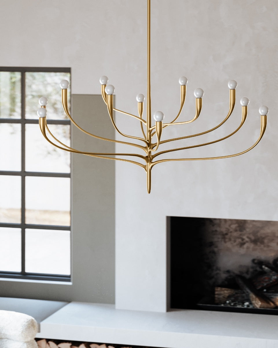 Hudson Valley Labra 12 Light Pendant Light in Vintage Gold Leaf