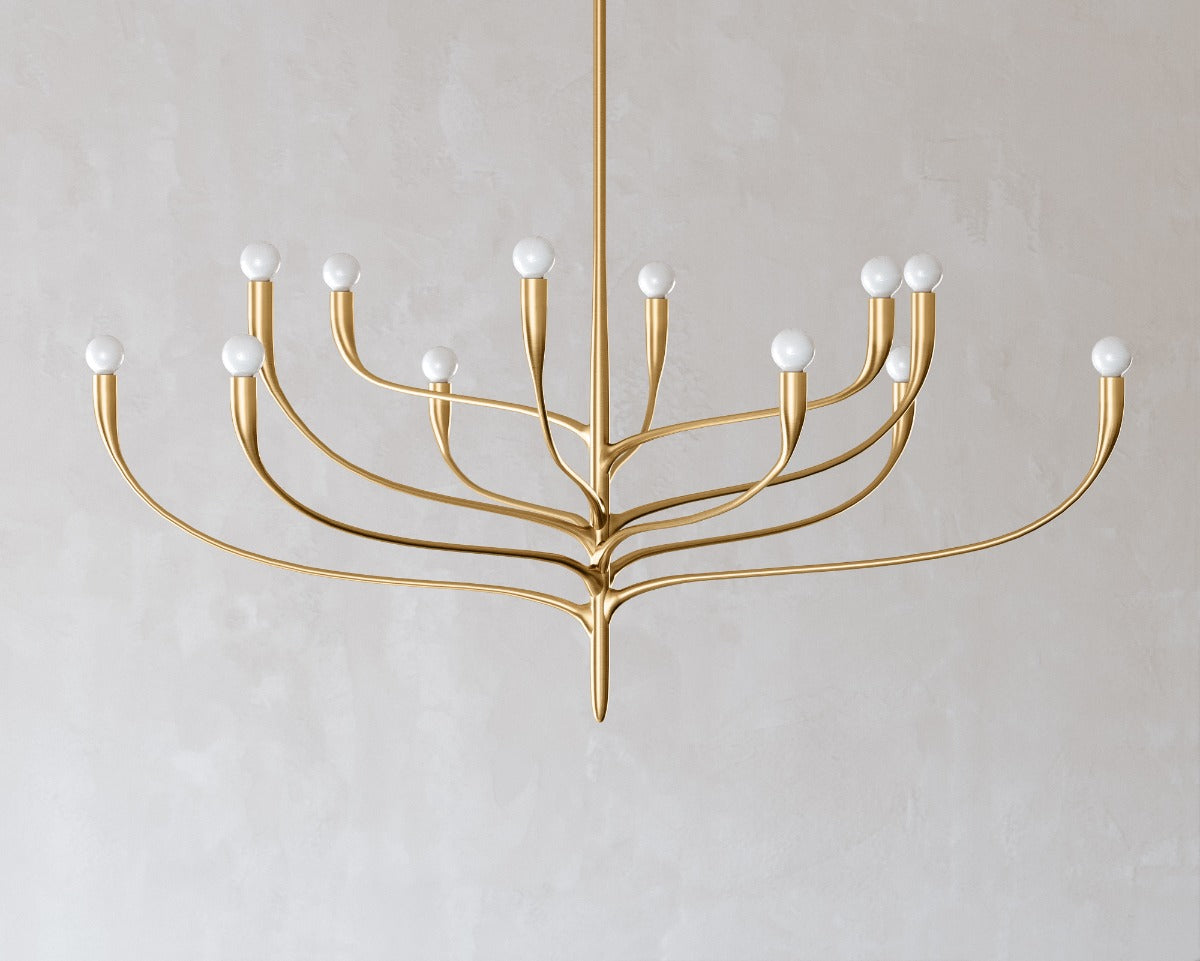 Hudson Valley Labra 12 Light Pendant Light in Vintage Gold Leaf