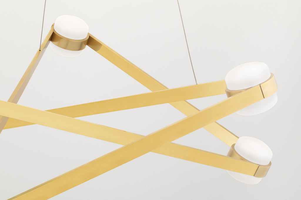Hudson Valley Orbit 6 Light Pendant Light in Aged Brass