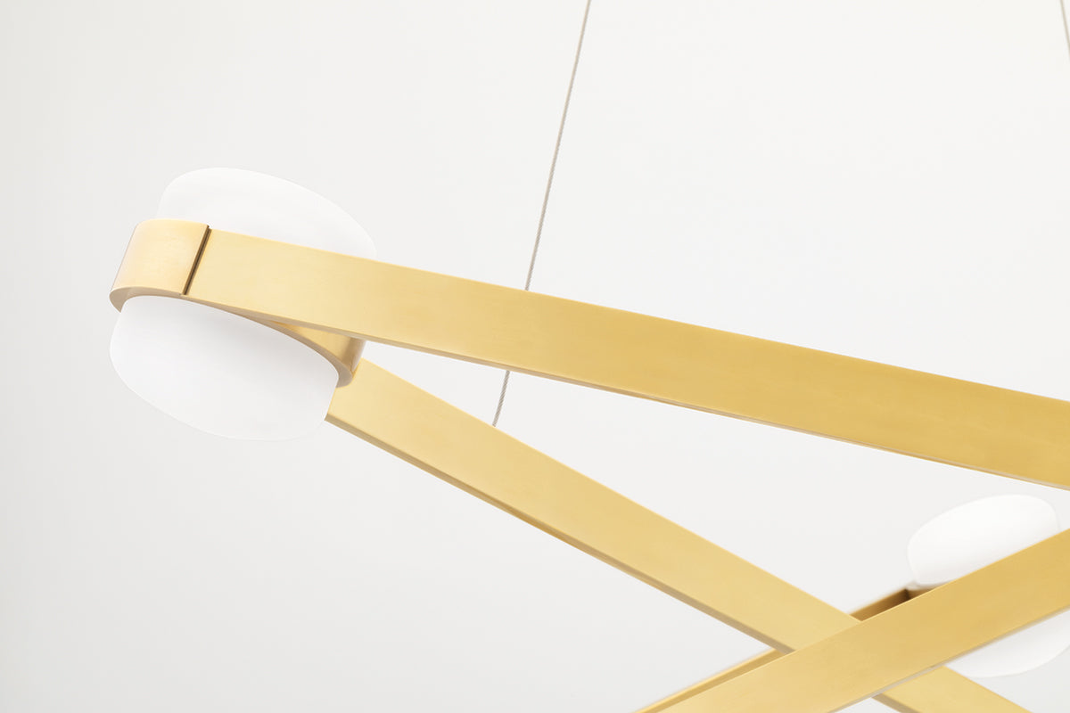 Hudson Valley Orbit 6 Light Pendant Light in Aged Brass