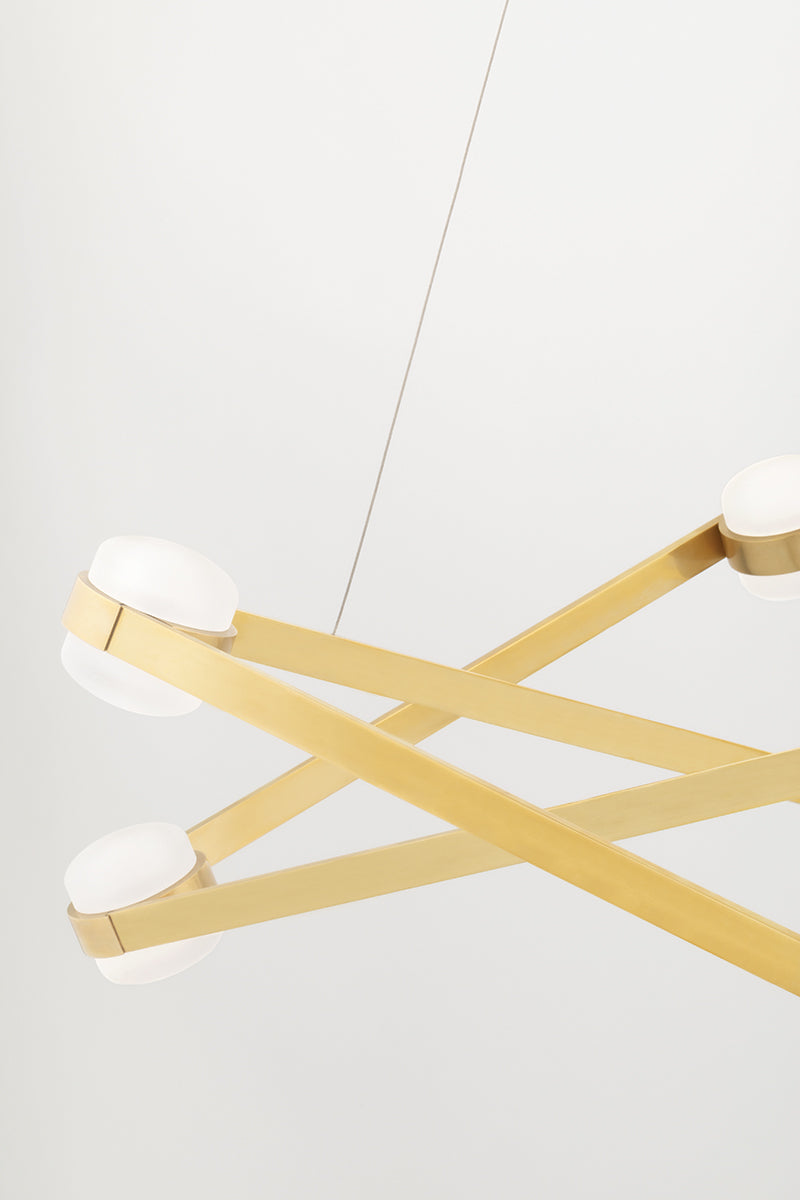 Hudson Valley Orbit 6 Light Pendant Light in Aged Brass