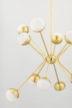 Hudson Valley Saratoga 12 Light Pendant Light in Aged Brass