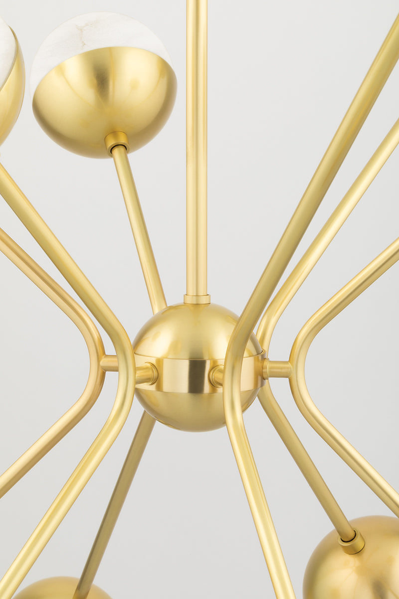 Hudson Valley Saratoga 12 Light Pendant Light in Aged Brass