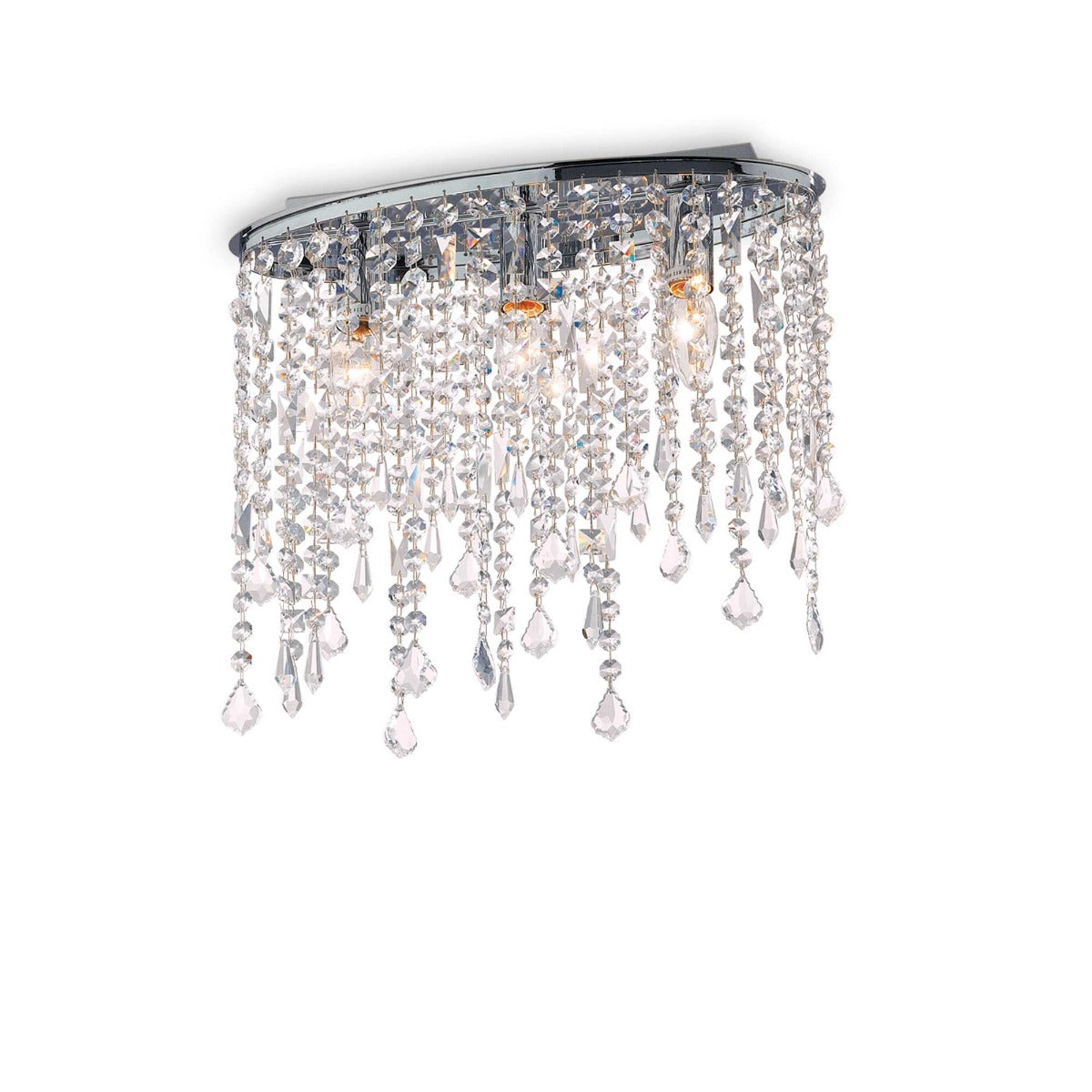 Ideal Lux 008370 Rain 3Lt Chrome Flush Crystal Ceiling Fitting