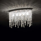 Ideal Lux 008455 Rain 5Lt Chrome Flush Crystal Ceiling Fitting