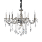 Ideal Lux 014395 Impero Crystal 8 Light Chandelier Silver Frame