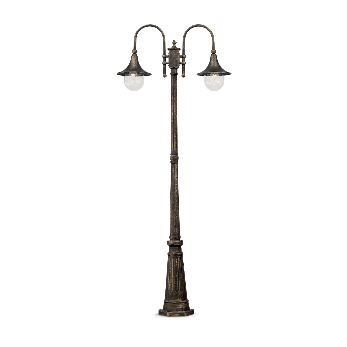 Ideal Lux 024097 TOP Twin Outdoor Lamp Post Black and Gold Frame