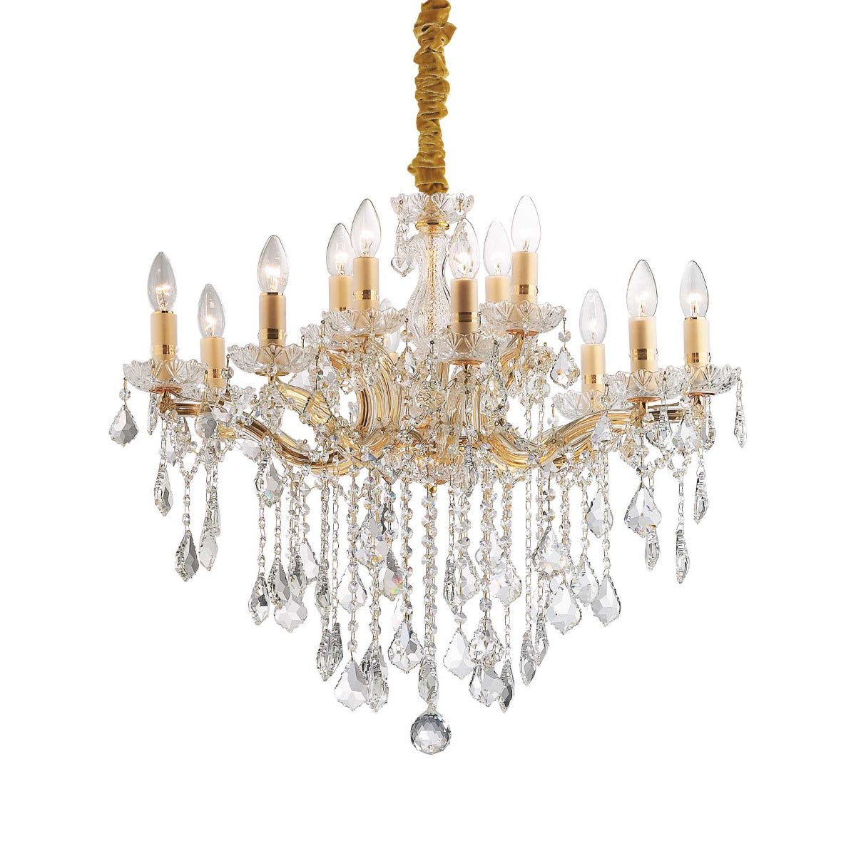 Ideal Lux 035611 Florian Marie Therese 12 Arm Crystal Chandelier Gold