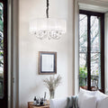 Ideal Lux 035826 Swan Crystal 6 Light Pendant White Shade Chrome Frame
