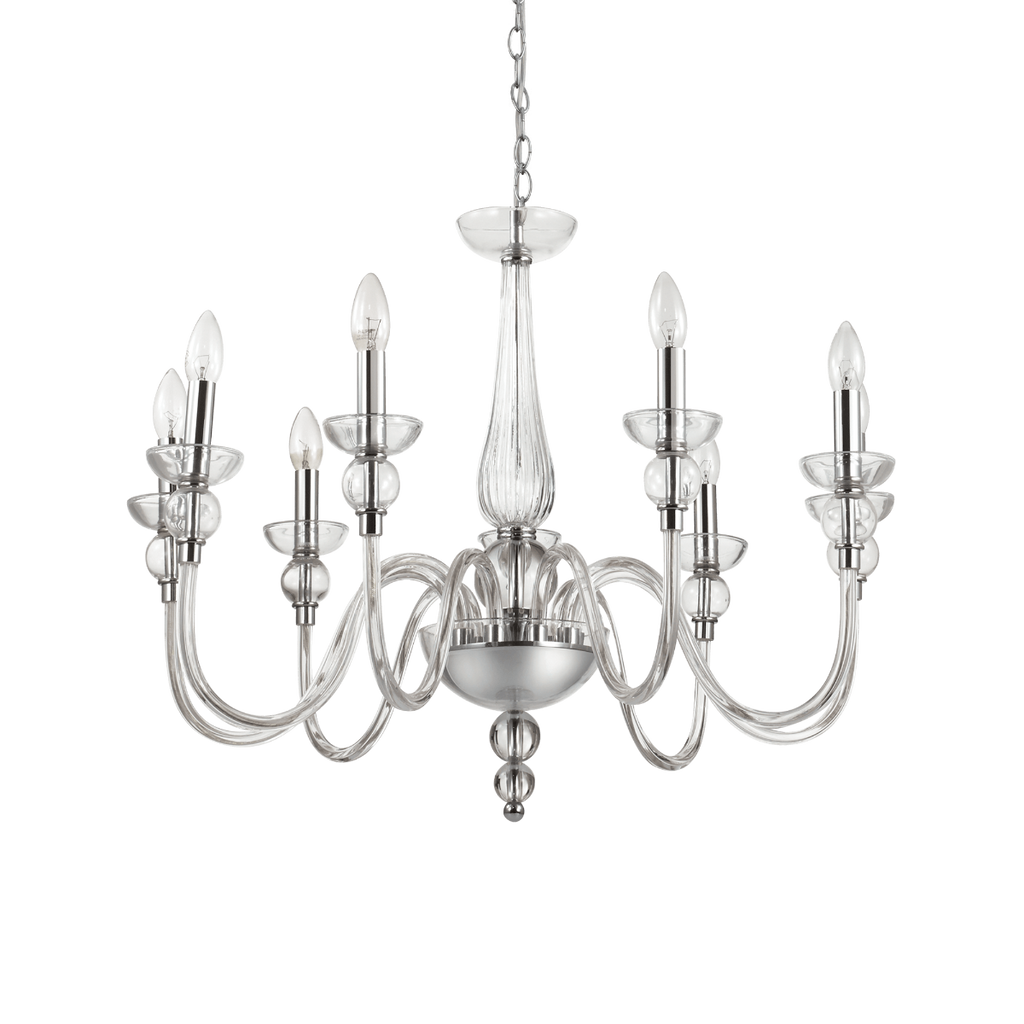 Ideal Lux 044453 Doge 9 Light Chandelier Clear Glass Frame
