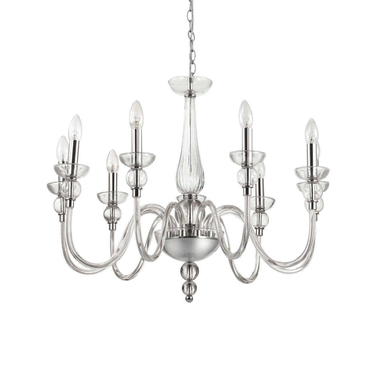 Ideal Lux 044453 Doge 9 Light Chandelier Clear Glass Frame