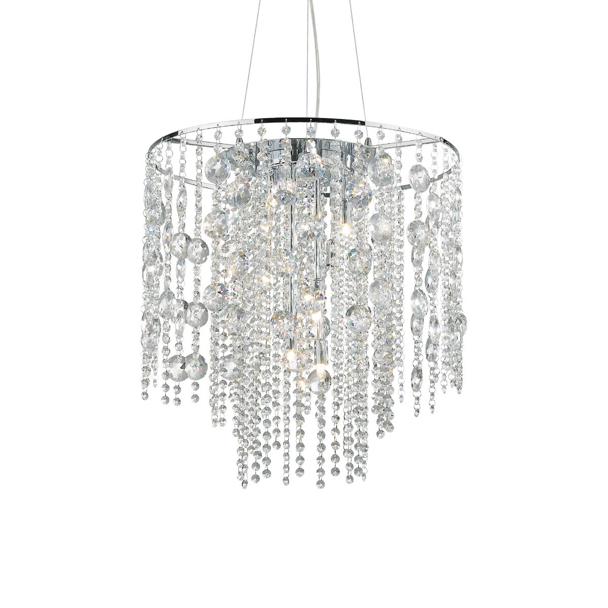 Ideal Lux 044767 Evasion Crystal 10 Light Pendant Chrome Frame