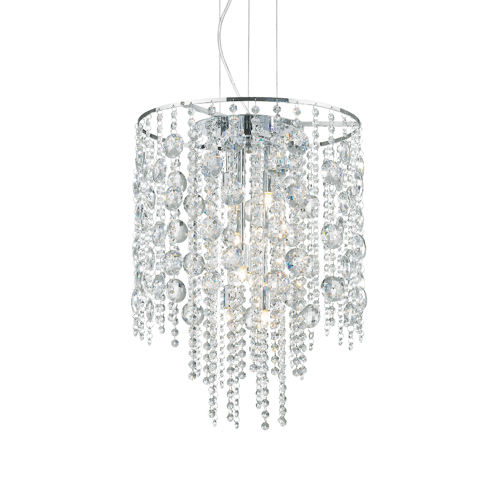 Ideal Lux 044774 Evasion Crystal 8 Light Pendant Chrome Frame