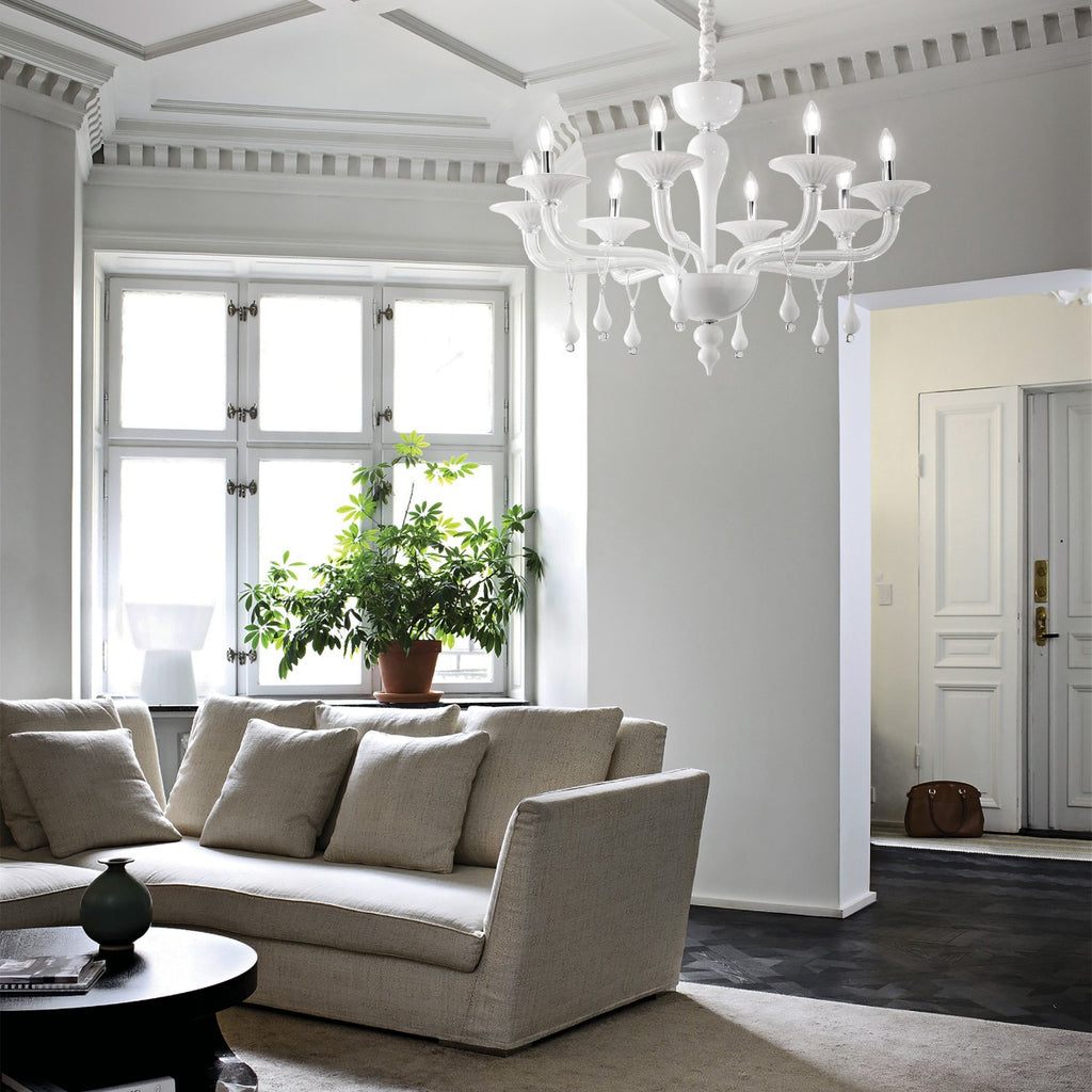 Ideal Lux 068190 Miramere 8 Light Chandelier White Frame
