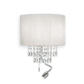 Ideal Lux 068268 Opera LED Crystal Three Light Wall Fitting White Shade Polished Chrome Frame