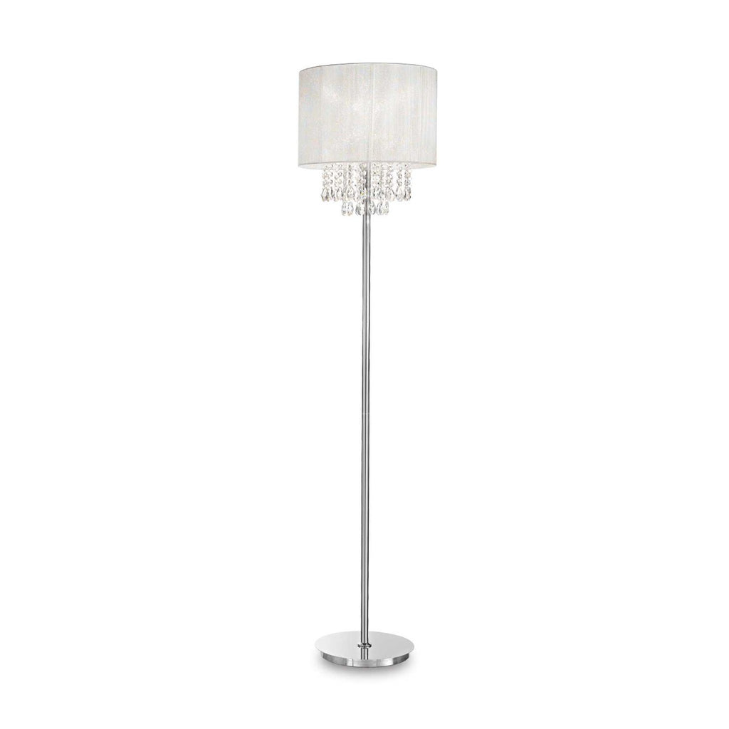 Ideal Lux 068275 Opera Crystal Single Light Floor Lamp Polished Chrome Frame