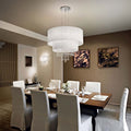 Ideal Lux 068299 Opera Crystal 6 Light Pendant White Shade Polished Chrome Frame