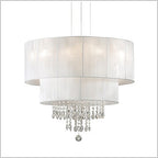Ideal Lux 068299 Opera Crystal 6 Light Pendant White Shade Polished Chrome Frame